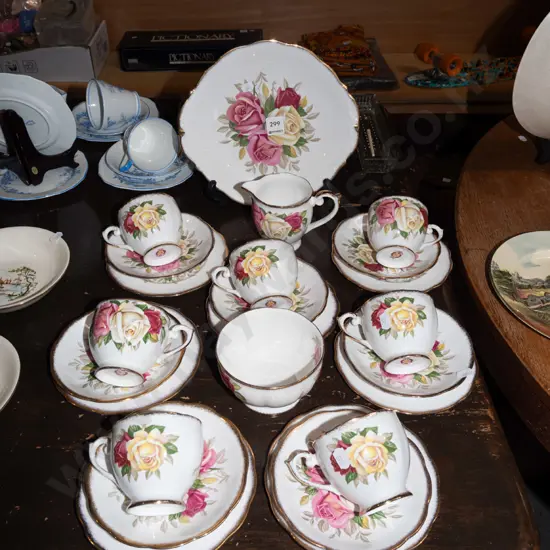 Queen Anne rose 23 piece tea set
