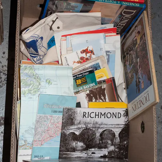 box; Dunedin books, maps, local history publications etc