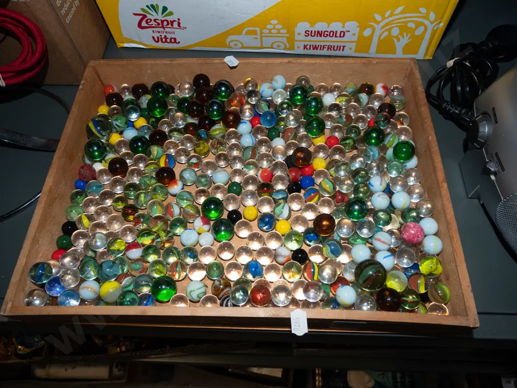 wooden tray of marbles Image 1++
