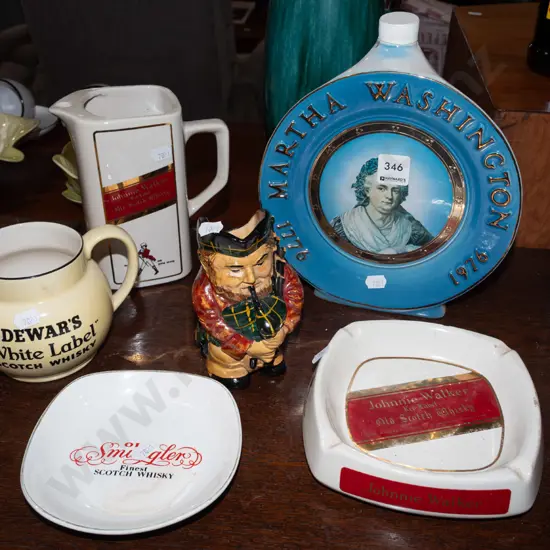 whisky advertising jugs, ashtrays, toby jug etc