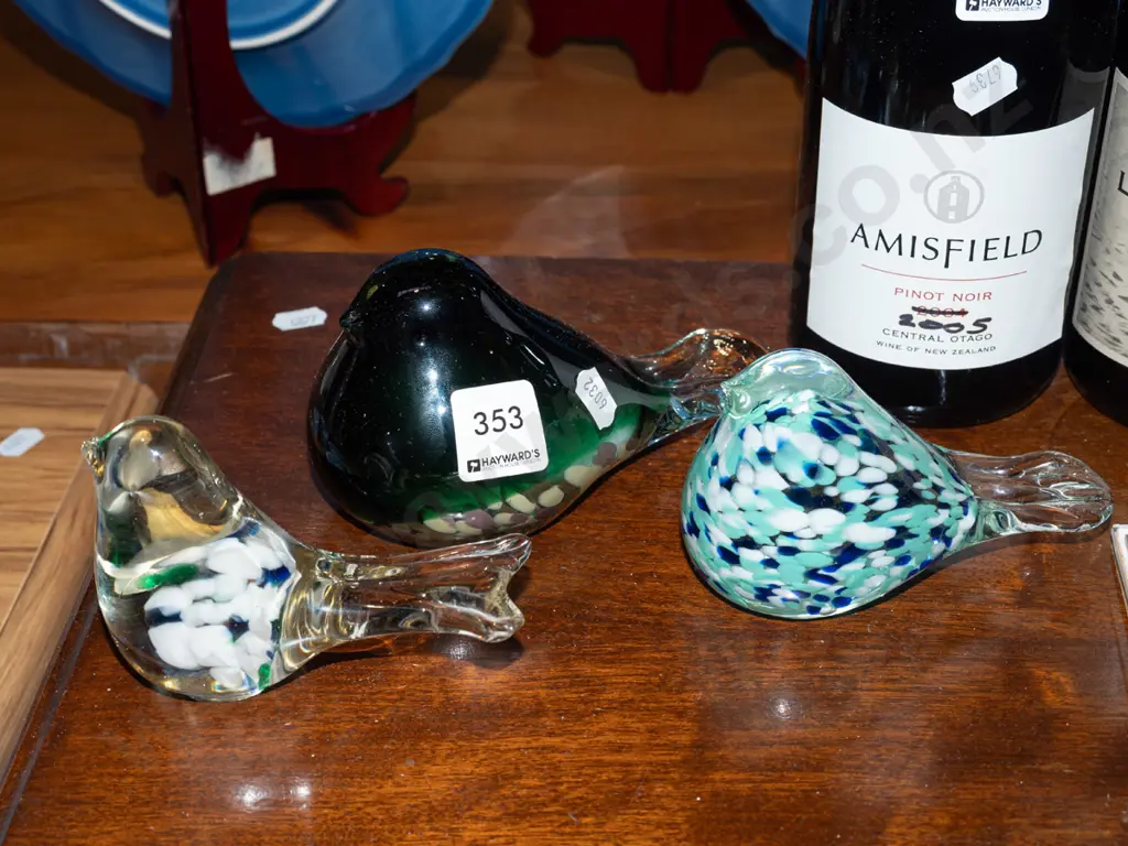 3x art glass bird figurines H80 Image 1++
