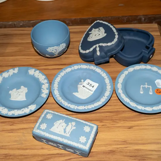 jasper ware dishes, trinket box etc