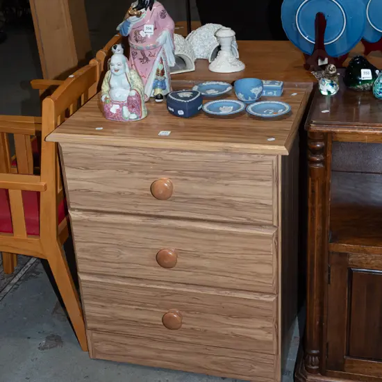 mdf faux veneer 3 drawer chest