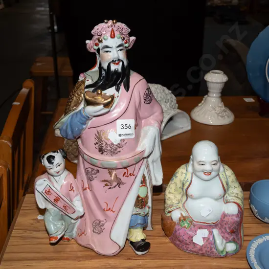 2x ceramic good fortune figurines H340