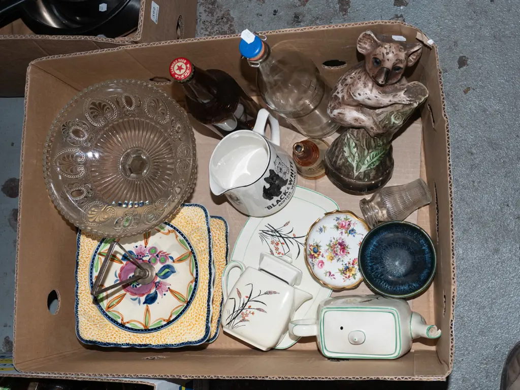 box; cake plates, large glass comport, whisky jugs etc Image 1++