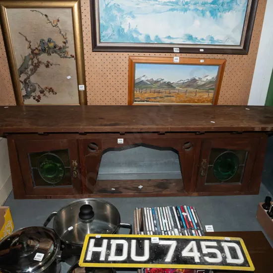 top section of oak buffet sideboard - some damage and staining H430 W1380