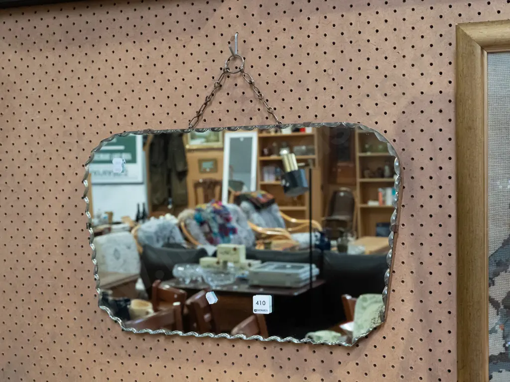 deco scalloped edge wall mirror - sligth tarnishing Image 1++