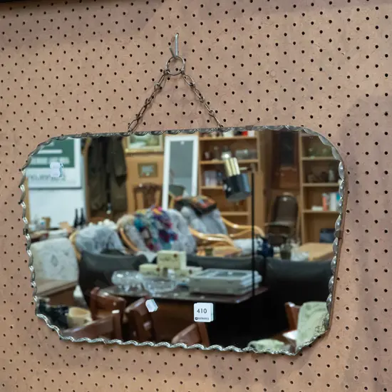 deco scalloped edge wall mirror - sligth tarnishing
