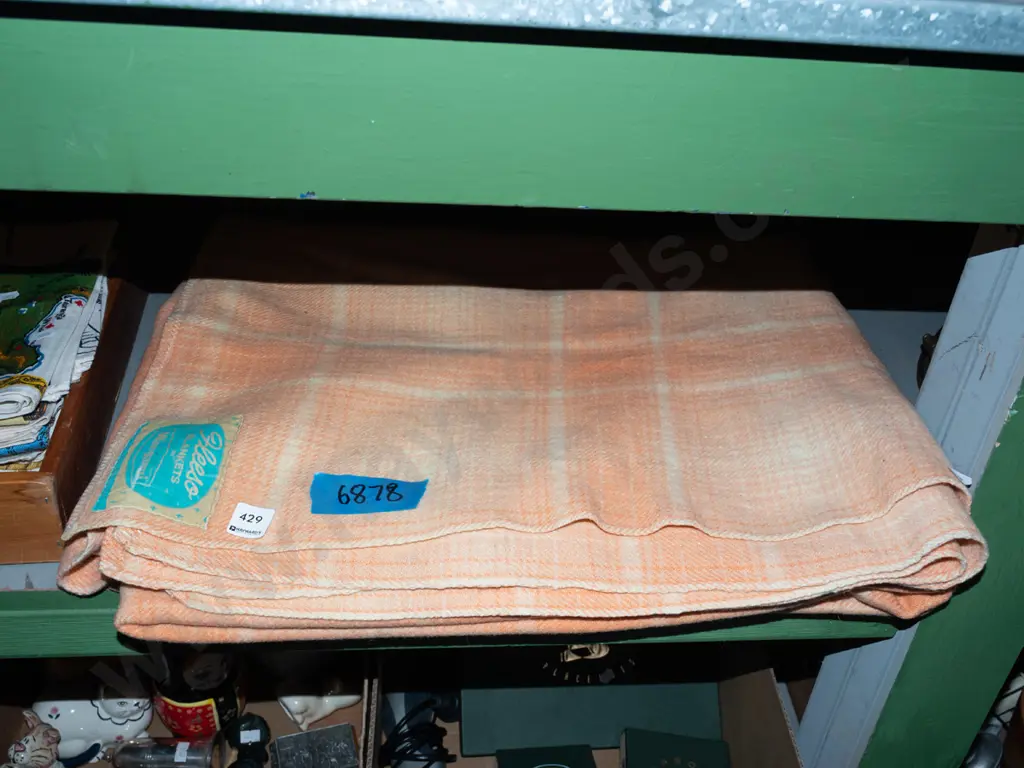 orange checked woollen blanket Image 1++