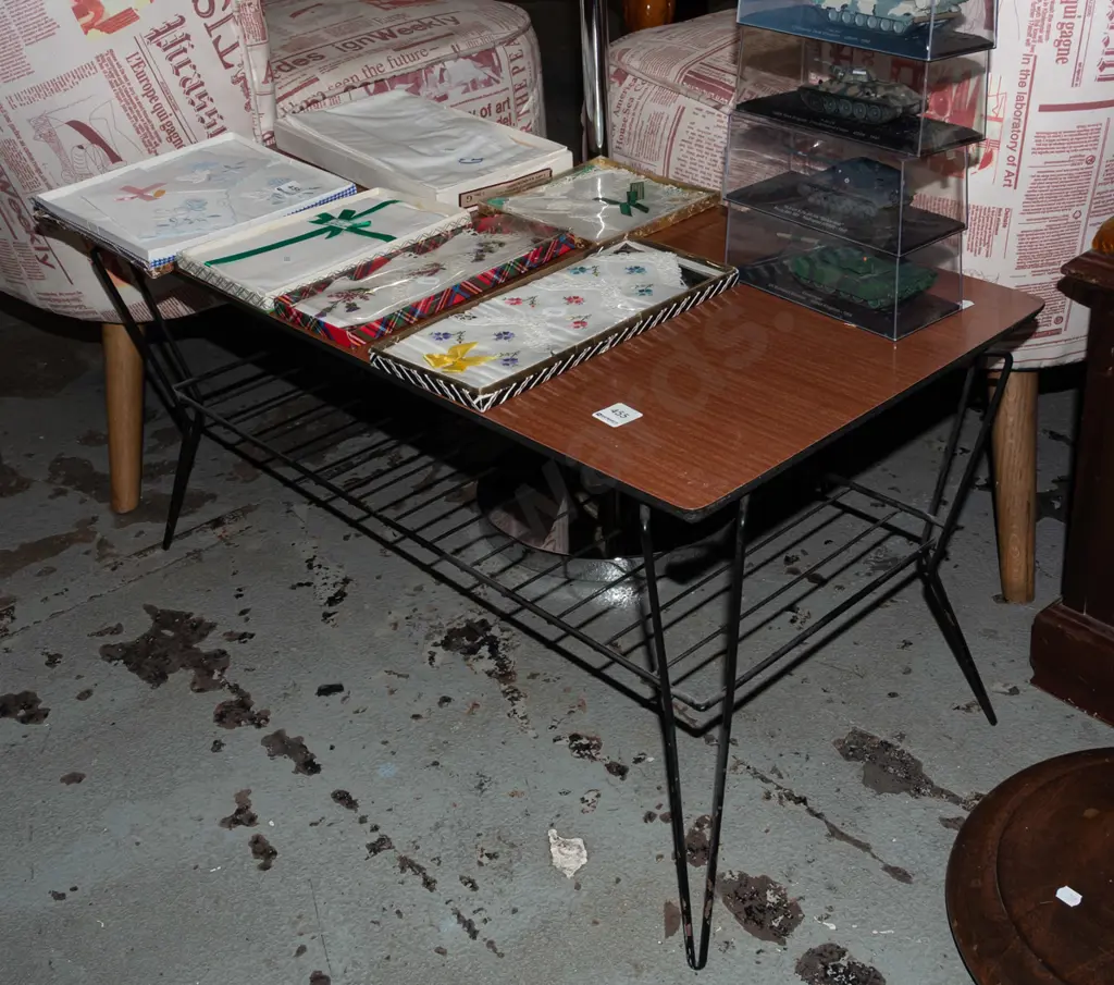 mid century metal and formica top coffee table Image 1++
