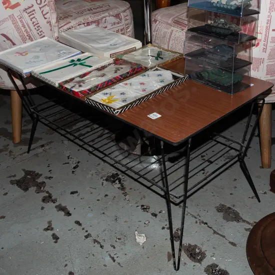 mid century metal and formica top coffee table