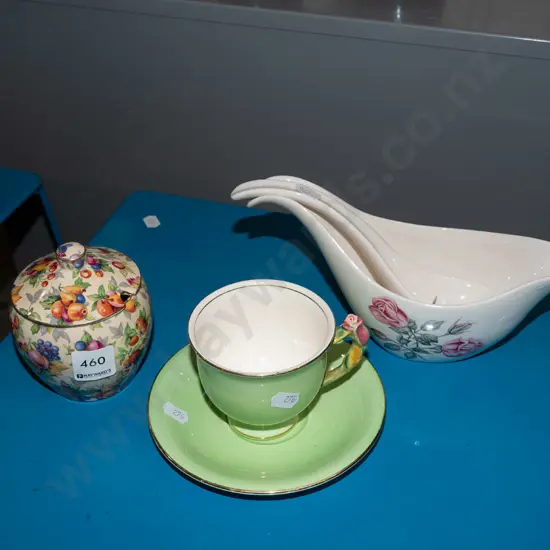 Royal Winton honey pot, cup, saucer, gravy boat etc