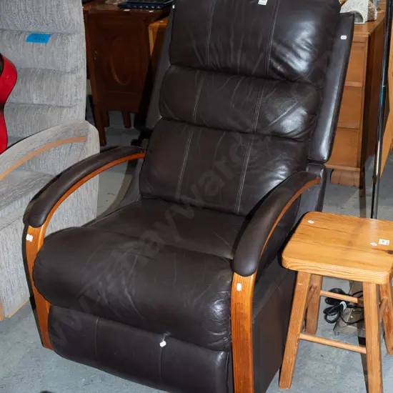 dark brown leather LaZBoy rocker recliner
