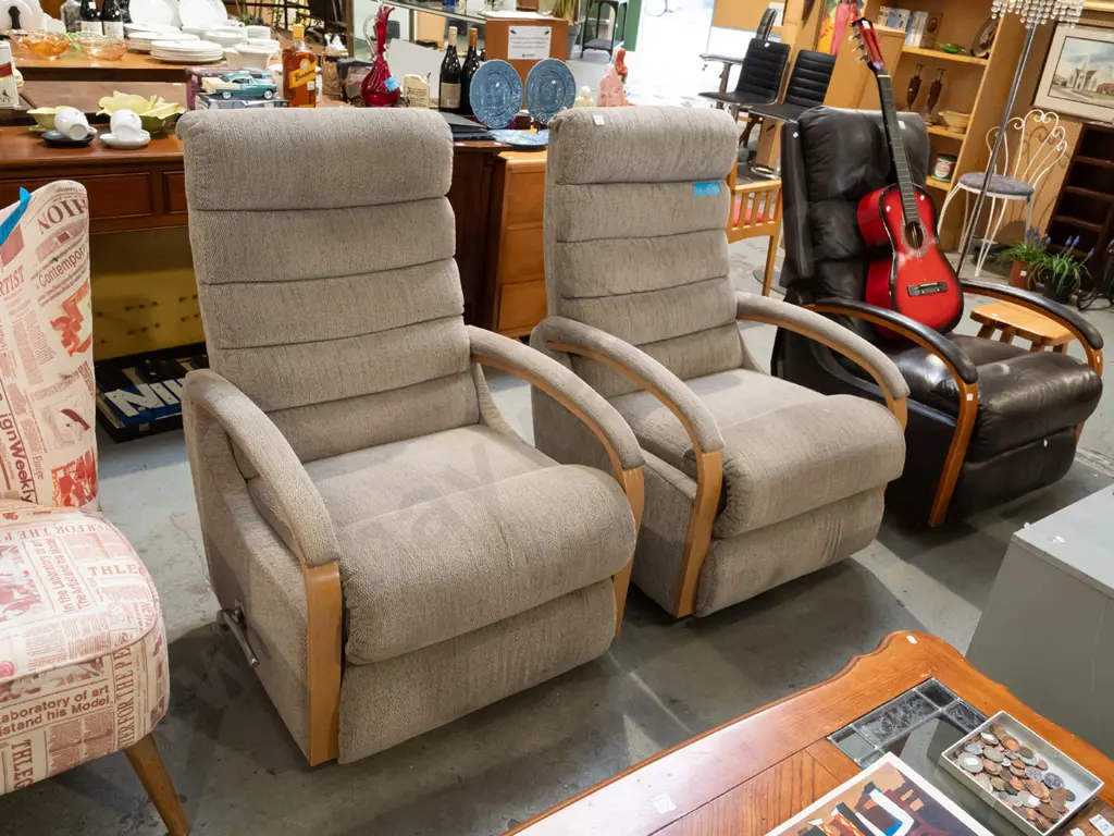 pair of taupe LaZBoy rocker recliners Image 1++