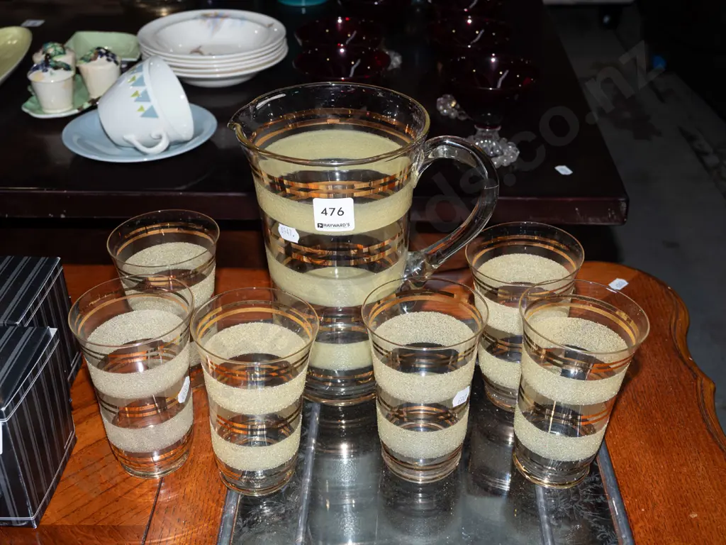 retro yellow and gold band water set Image 1++