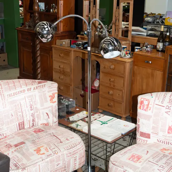 twin bulb chrome standard lamp