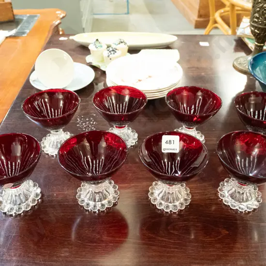 8x ruby glass comports/parfait glasses