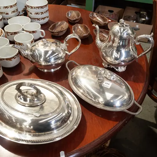 plated ware; dishes, coffee tea pot