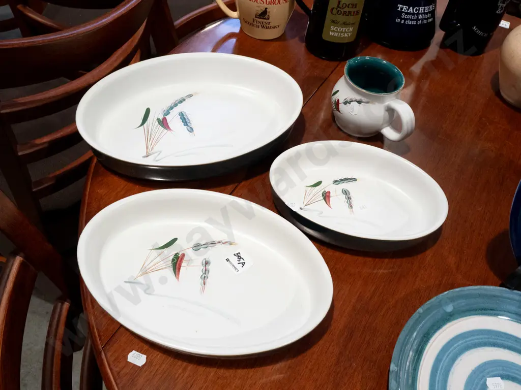 3x Denby green wheat baking dishes, creamer Image 1++