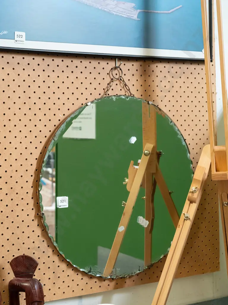 scalloped edge wall mirror - tarnishing H450 Image 1++