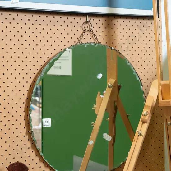 scalloped edge wall mirror - tarnishing H450