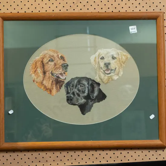 framed needlework - dogs