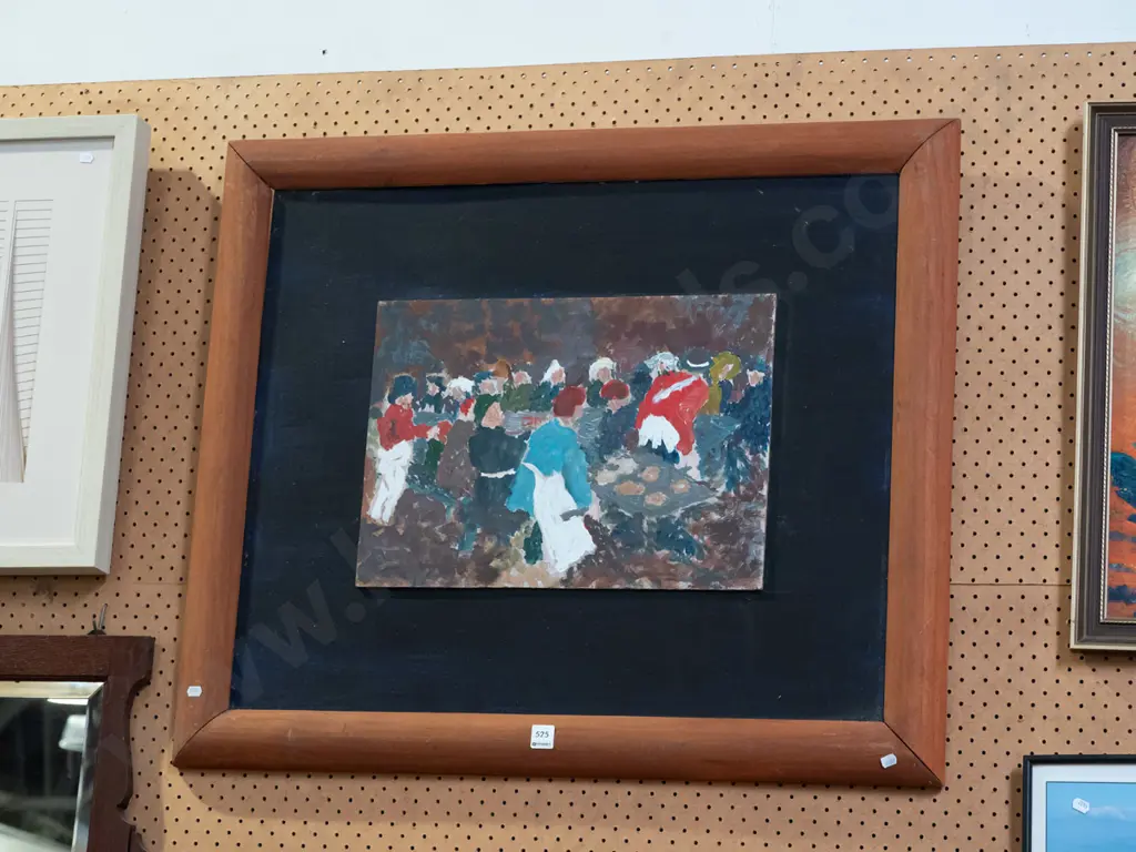 framed Justin Morshuis oil on board - dining scene Image 1++