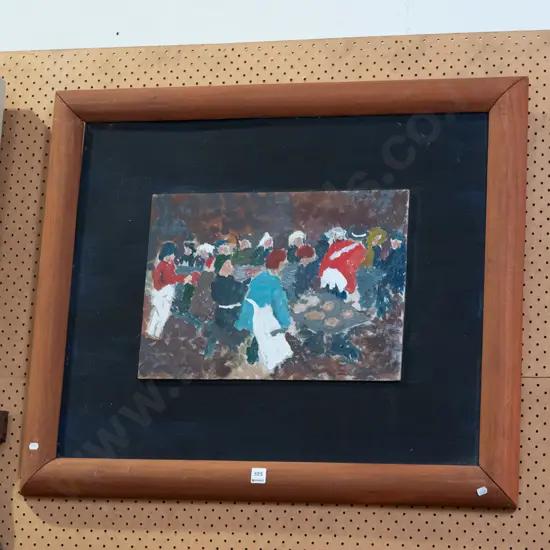 framed Justin Morshuis oil on board - dining scene