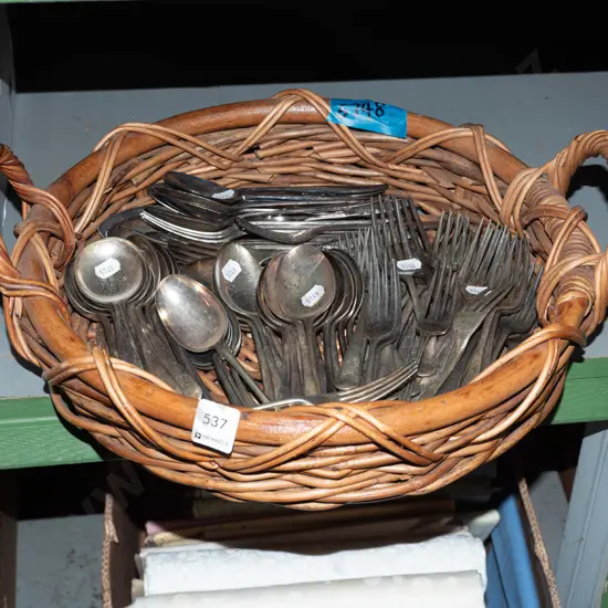 cane circular tray and cutlery