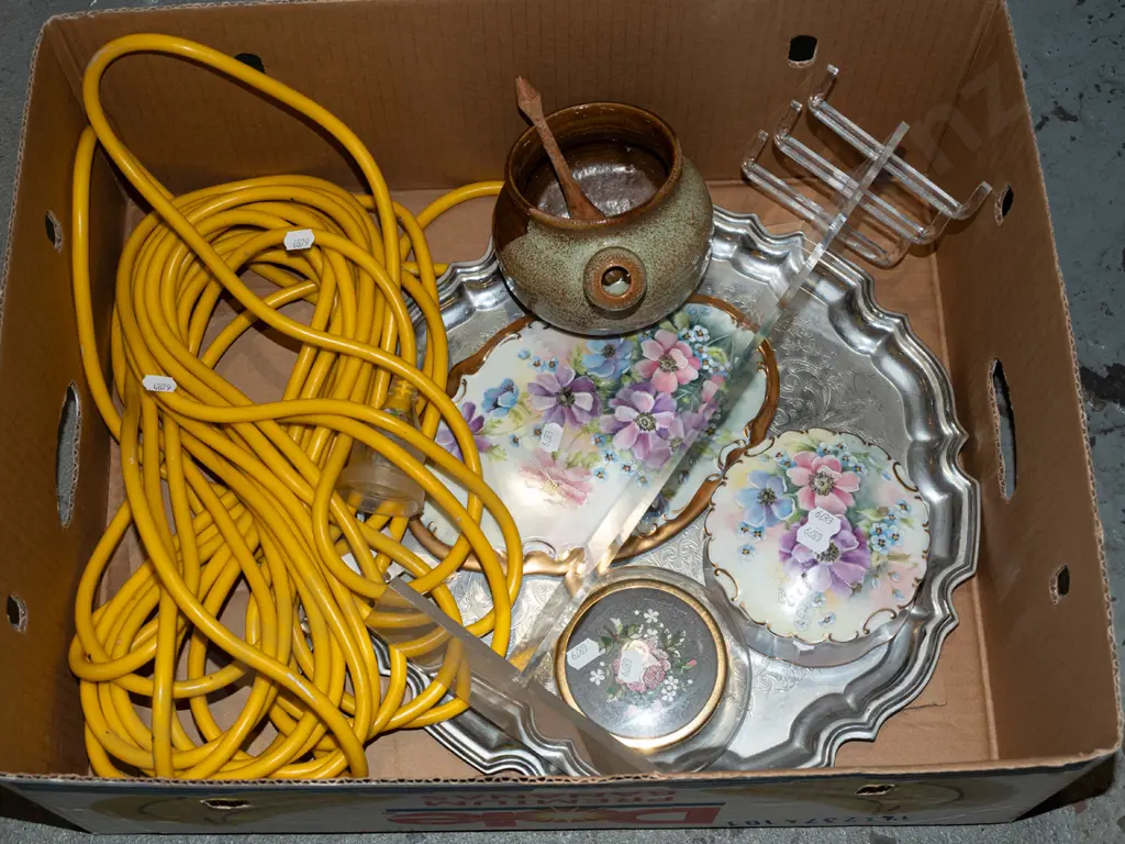 box; extension cords, perspex stand, plated tray etc Image 1++