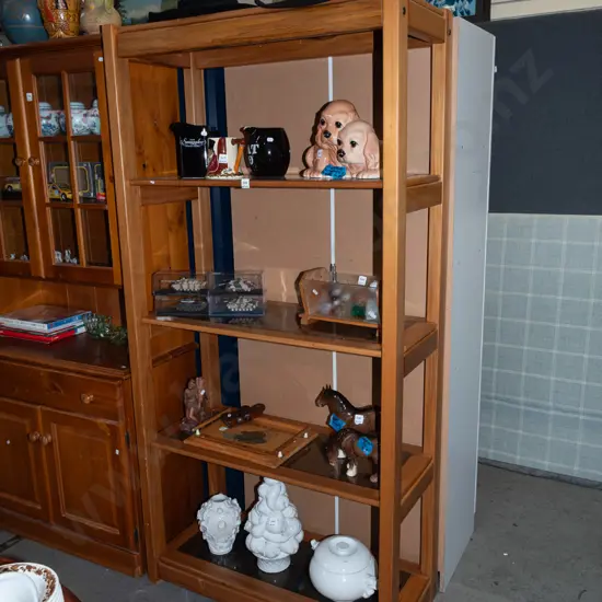 solid rimu and smoked glass shelves H1820 W905 D410