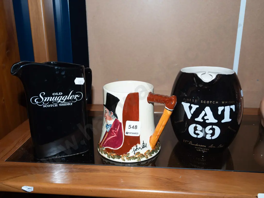 2x whisky jugs, John Peel musical jug Image 1++