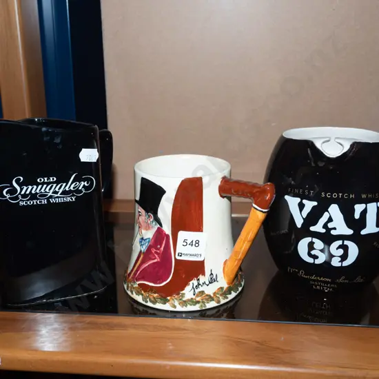 2x whisky jugs, John Peel musical jug