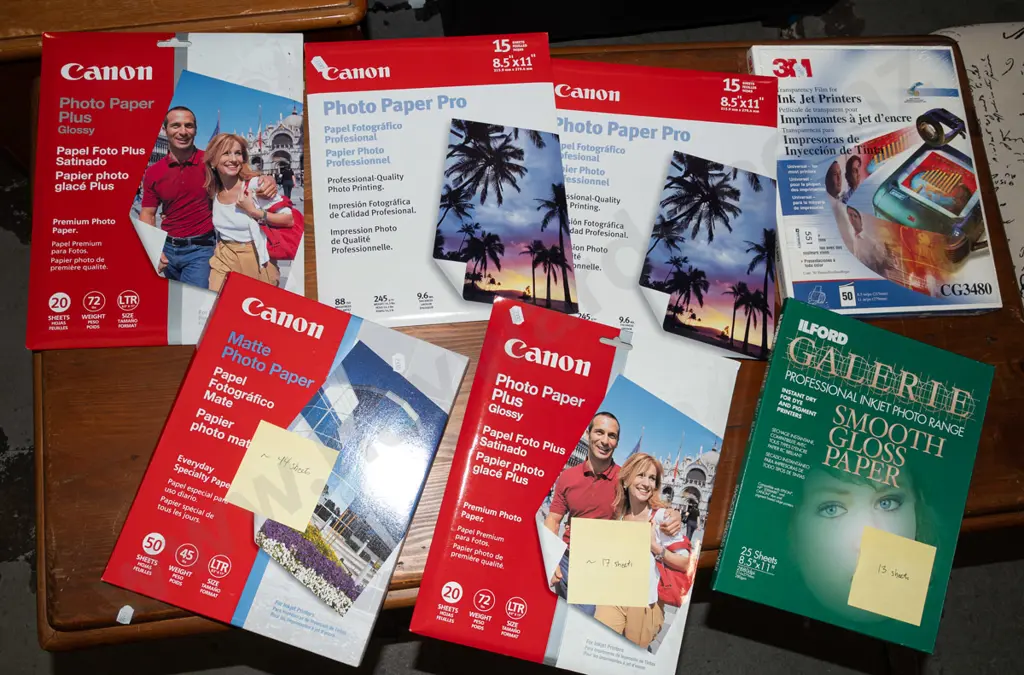 Canon, Ilford and other 8.5x11" inkjet photo printing paper - 4 sealed, 3 partial Image 1++