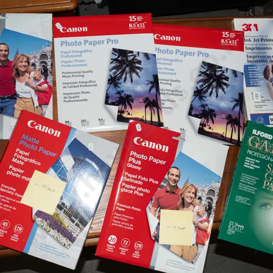 Canon, Ilford and other 8.5x11" inkjet photo printing paper - 4 sealed, 3 partial