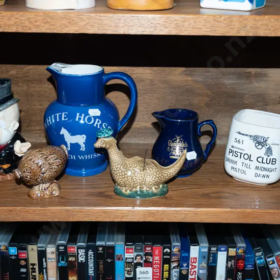 whisky jugs, wade decanters, toby jug etc