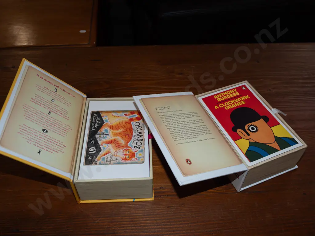 2 boxed sets of book cover design postcards - 100 Penguins and 100 Puffins Image 1++