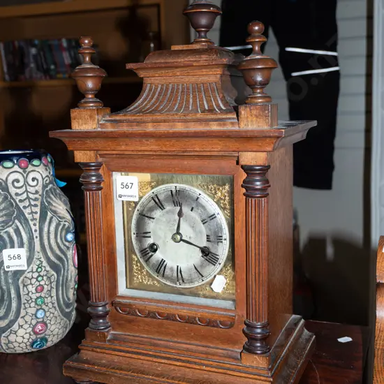 wood cased pendulum mantle clock H430