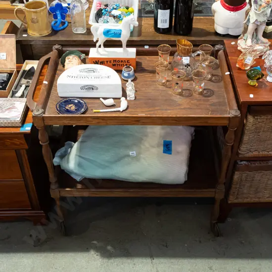 oak tea trolley