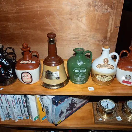 5x ceramic whisky jugs/bottles