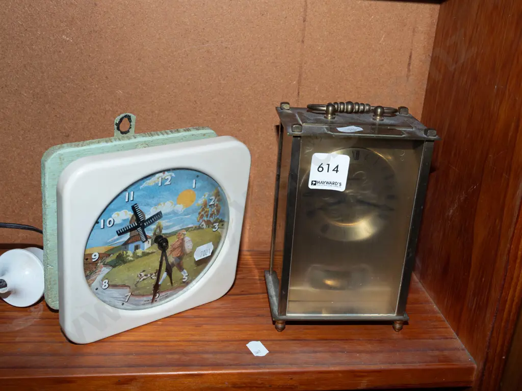 reproduction carriage clock, vintage childs wall mounted electric clock Image 1++