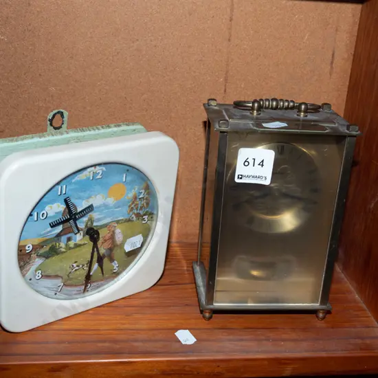 reproduction carriage clock, vintage childs wall mounted electric clock