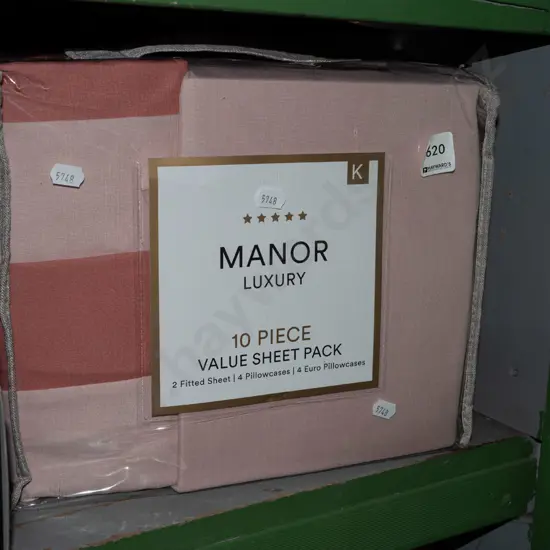 king size Manor Luxury 10 piece sheet pack