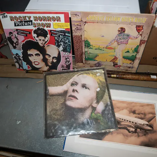 LPs; David Bowie, Elton John, Rocky Horror Picture Show