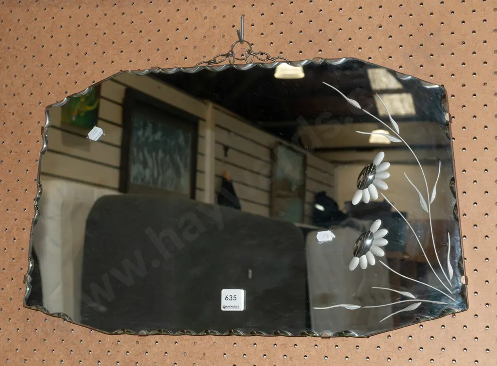 etched mid century wall mirror Image 1++