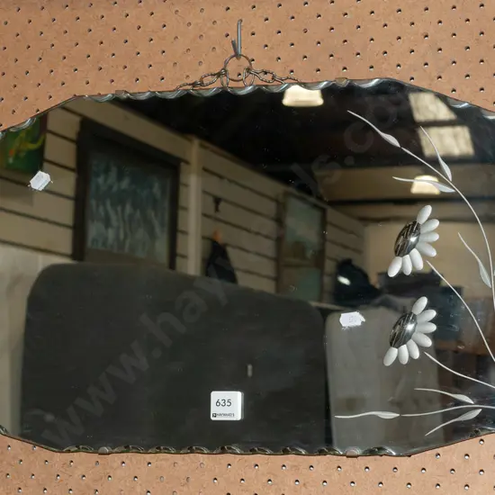 etched mid century wall mirror
