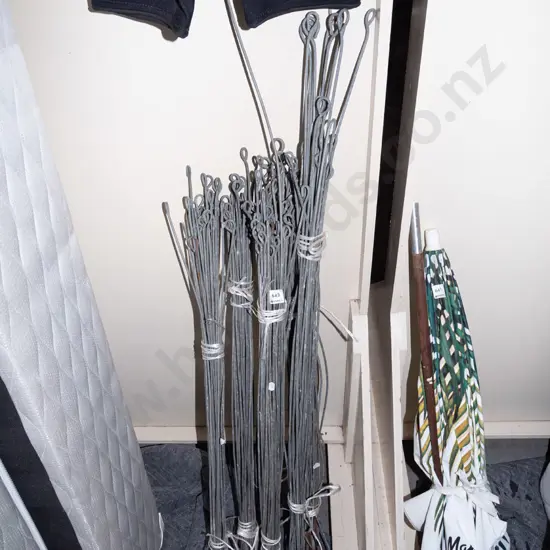 various galvanised garden stakes