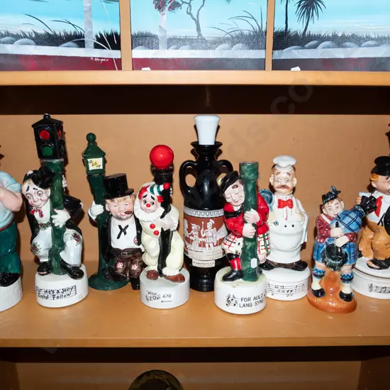 various novelty musical decanters