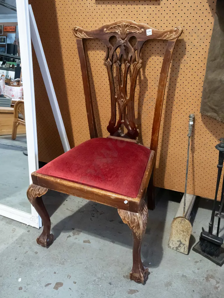 claw and ball feet restorer's mahogany chair - varnish needs attention Image 1++