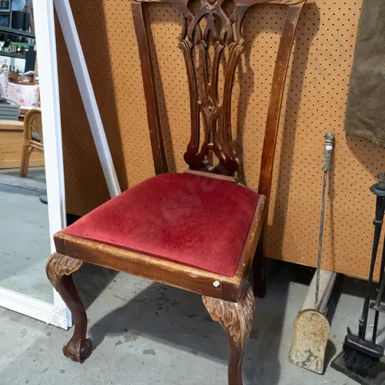 claw and ball feet restorer's mahogany chair - varnish needs attention